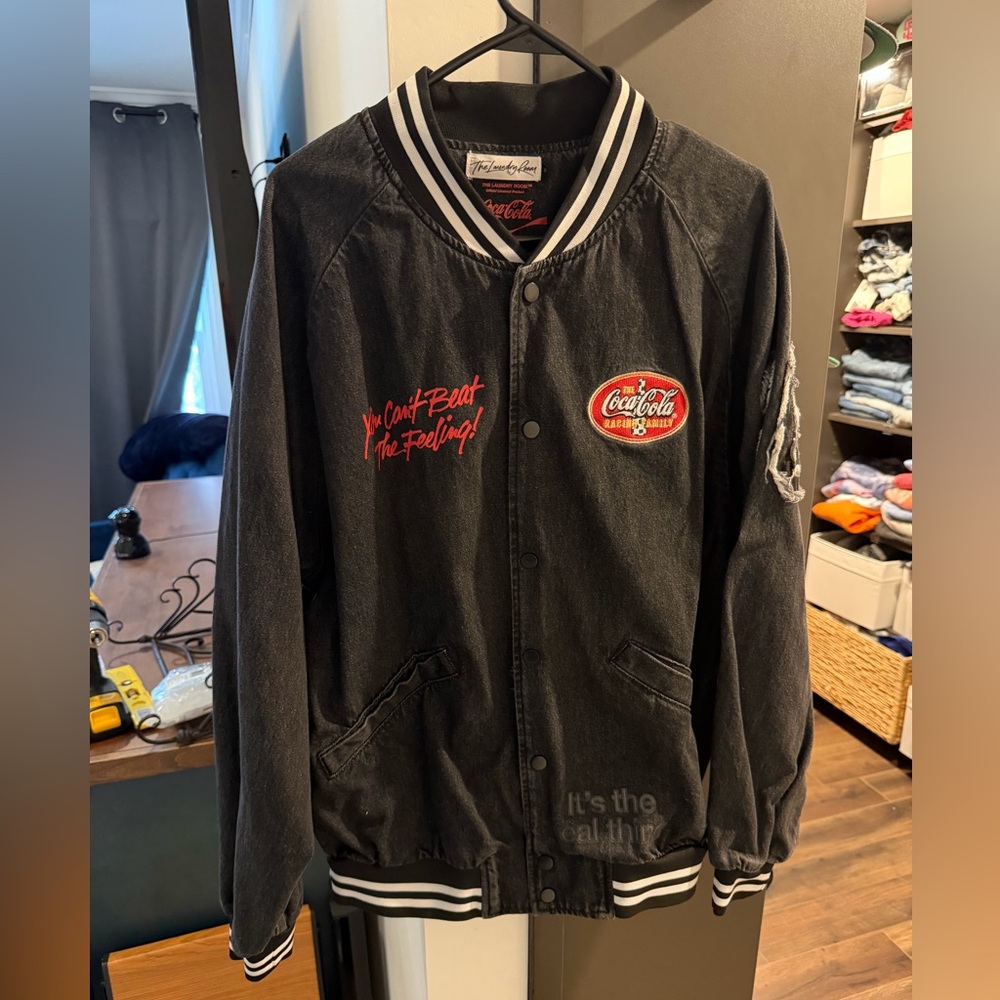 Coca Cola Black Jean Jacket with Red Accents